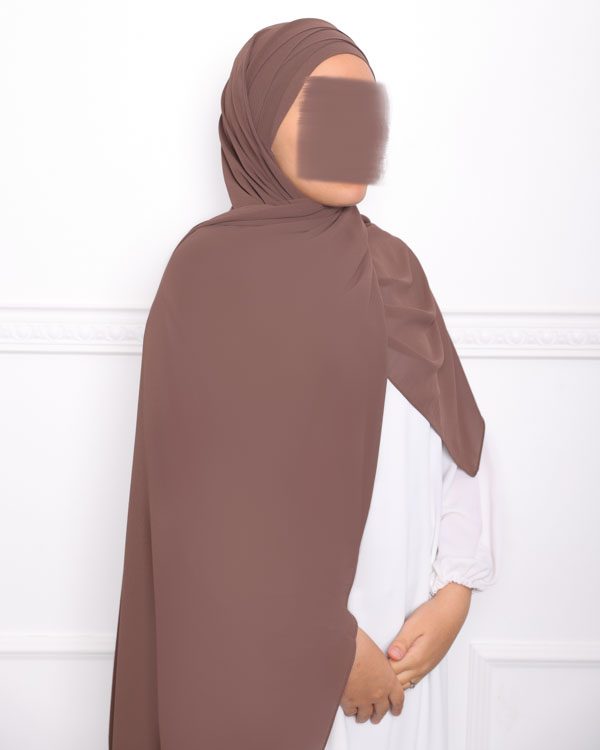 Hijab pas cher a enfiler en mousseline croise hijab croisé mousseline hijab pas cher marron
